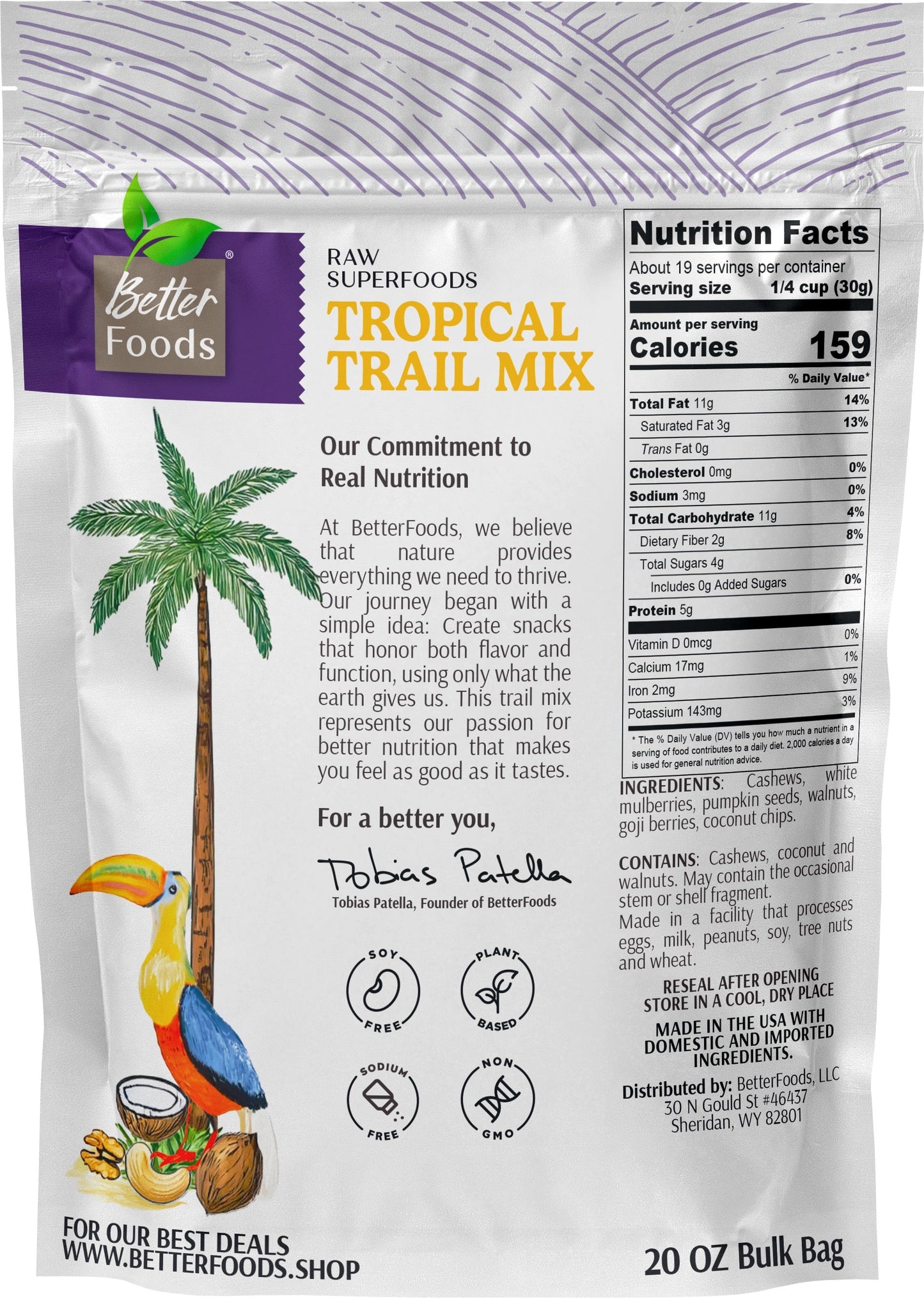 Raw Superfoods Trail Mix - Tropical Power Blend - Low Sugar Trail Mix BetterFoods