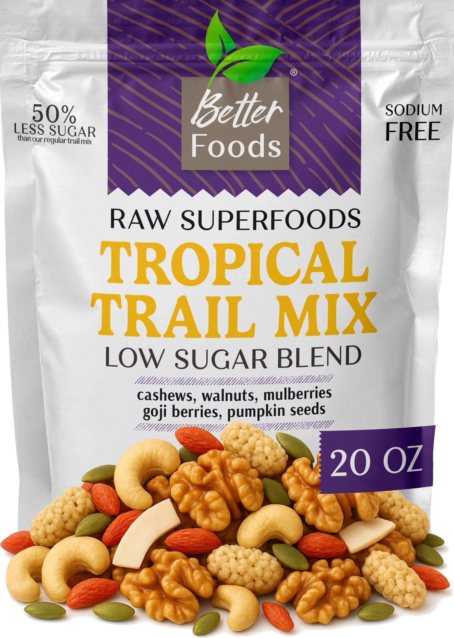 Raw Superfoods Tropical Trail Mix Low Sugar Blend BetterFoods