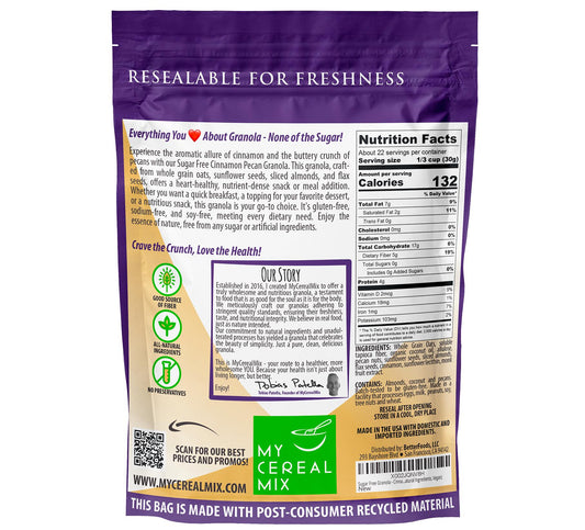 Sugar Free Granola - Cinnamon Pecan by MyCerealMix