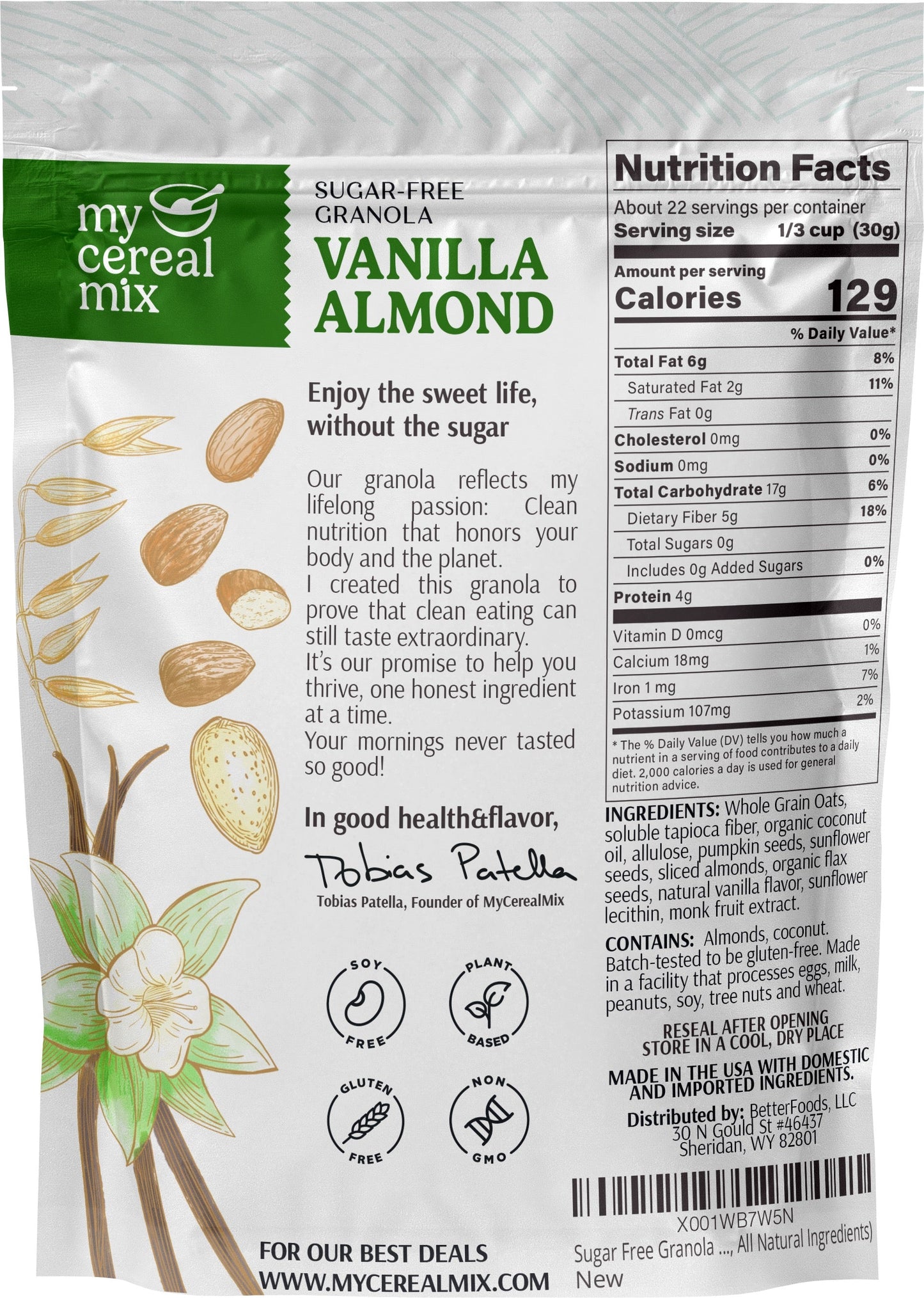 Sugar Free Granola - Vanilla Almond MyCerealMix