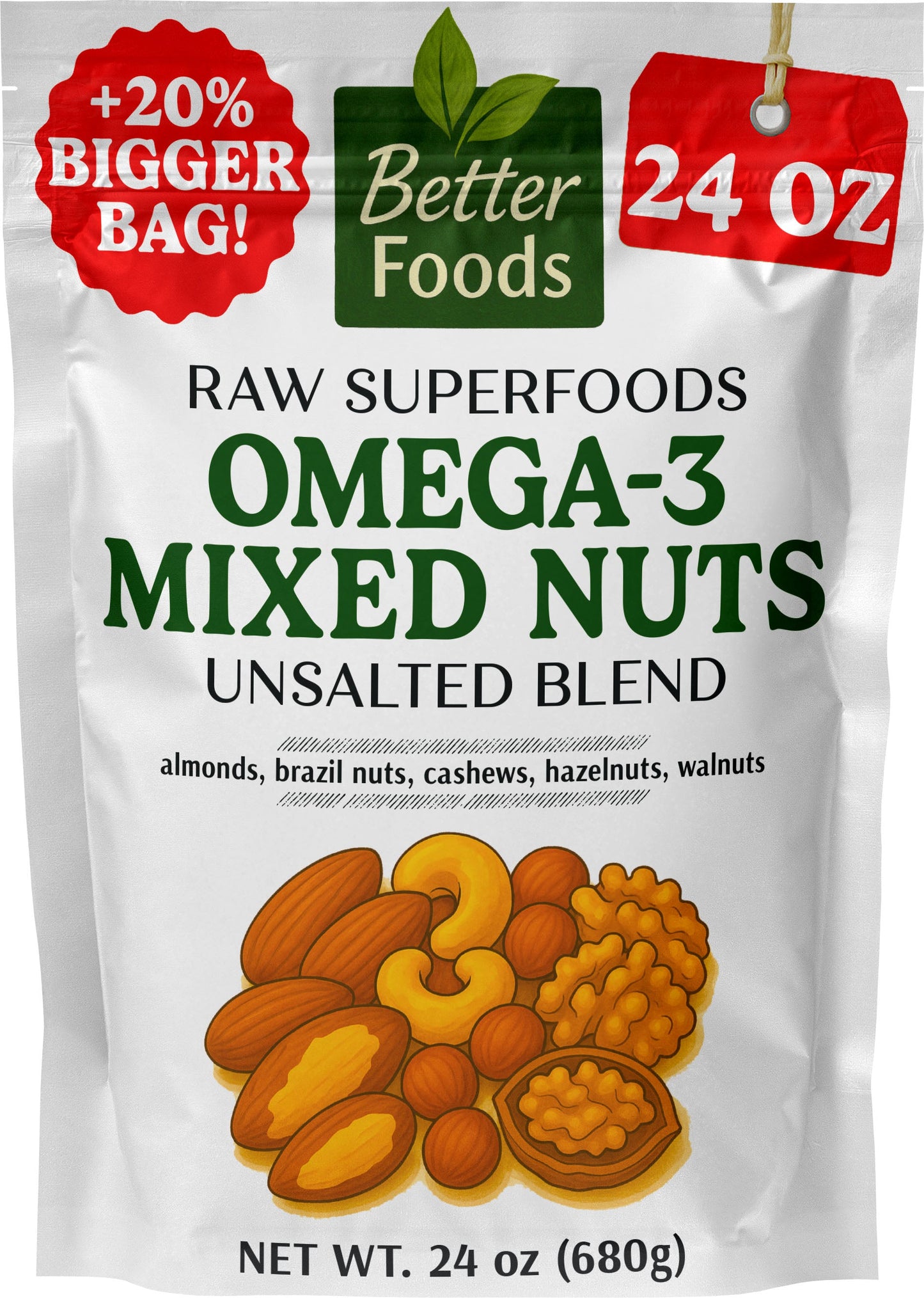 Raw Superfoods Unsalted Omega-3 Mixed Nuts BetterFoods