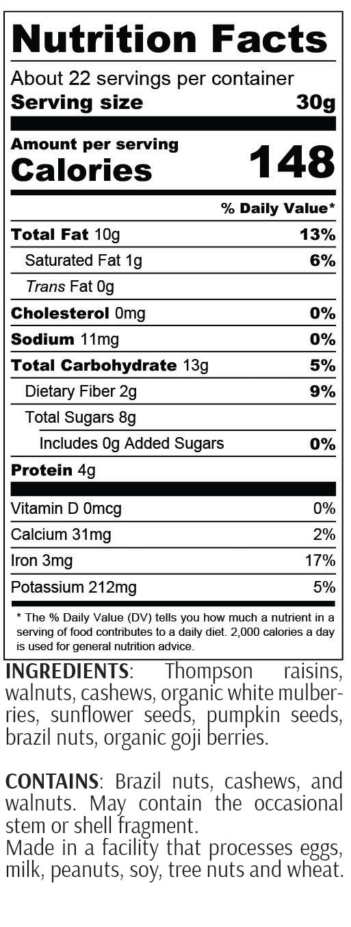 Raw Superfoods Trail Mix - The Works - Unsalted Trail Mix BetterFoods
