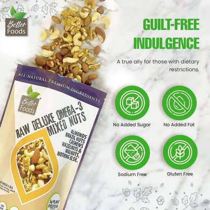 Raw Unsalted Deluxe Omega 3 Mixed Nuts - MyCerealMix