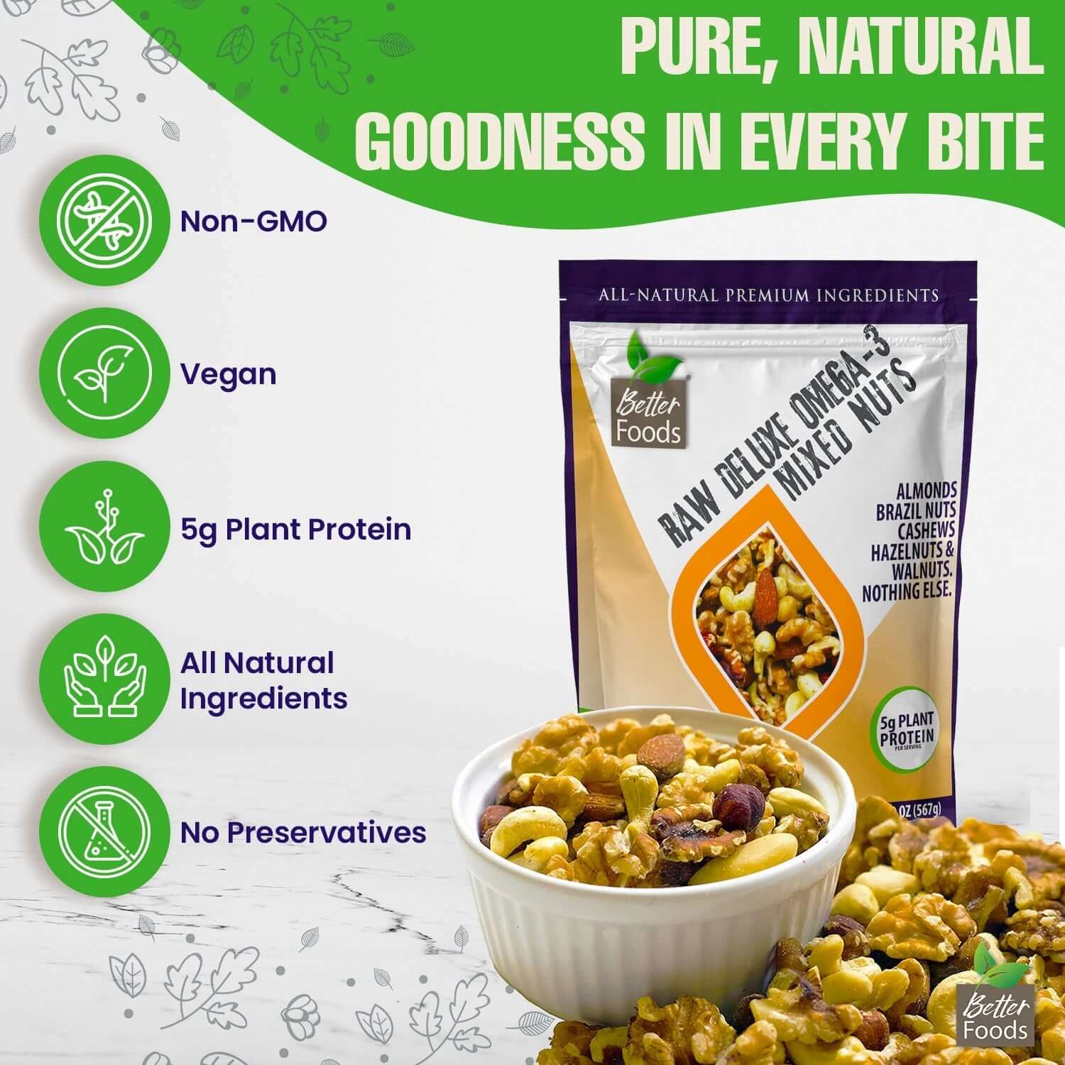 Raw Unsalted Deluxe Omega 3 Mixed Nuts - MyCerealMix