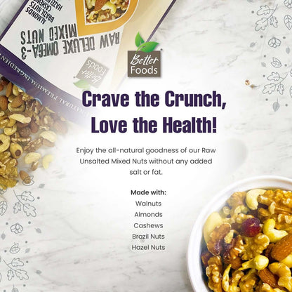 Raw Unsalted Deluxe Omega 3 Mixed Nuts - MyCerealMix