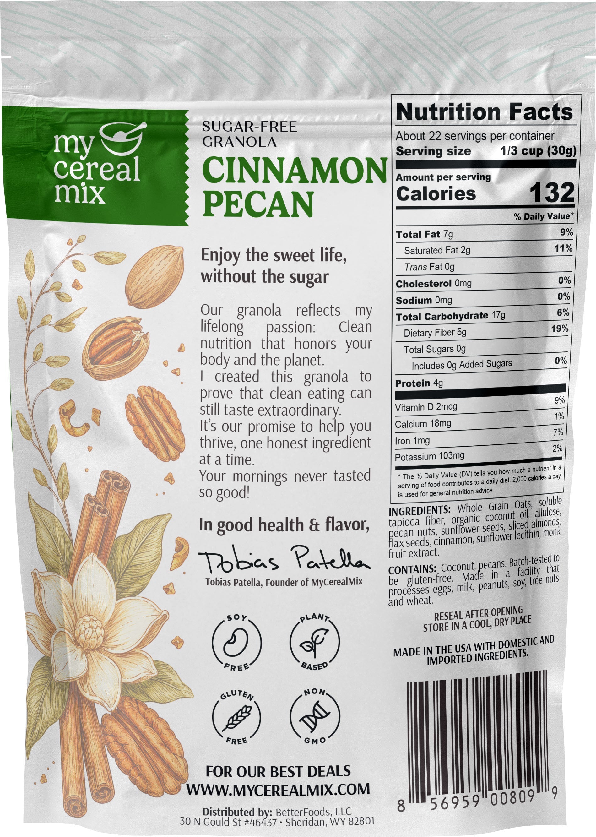 Sugar Free Granola - Cinnamon Pecan MyCerealMix