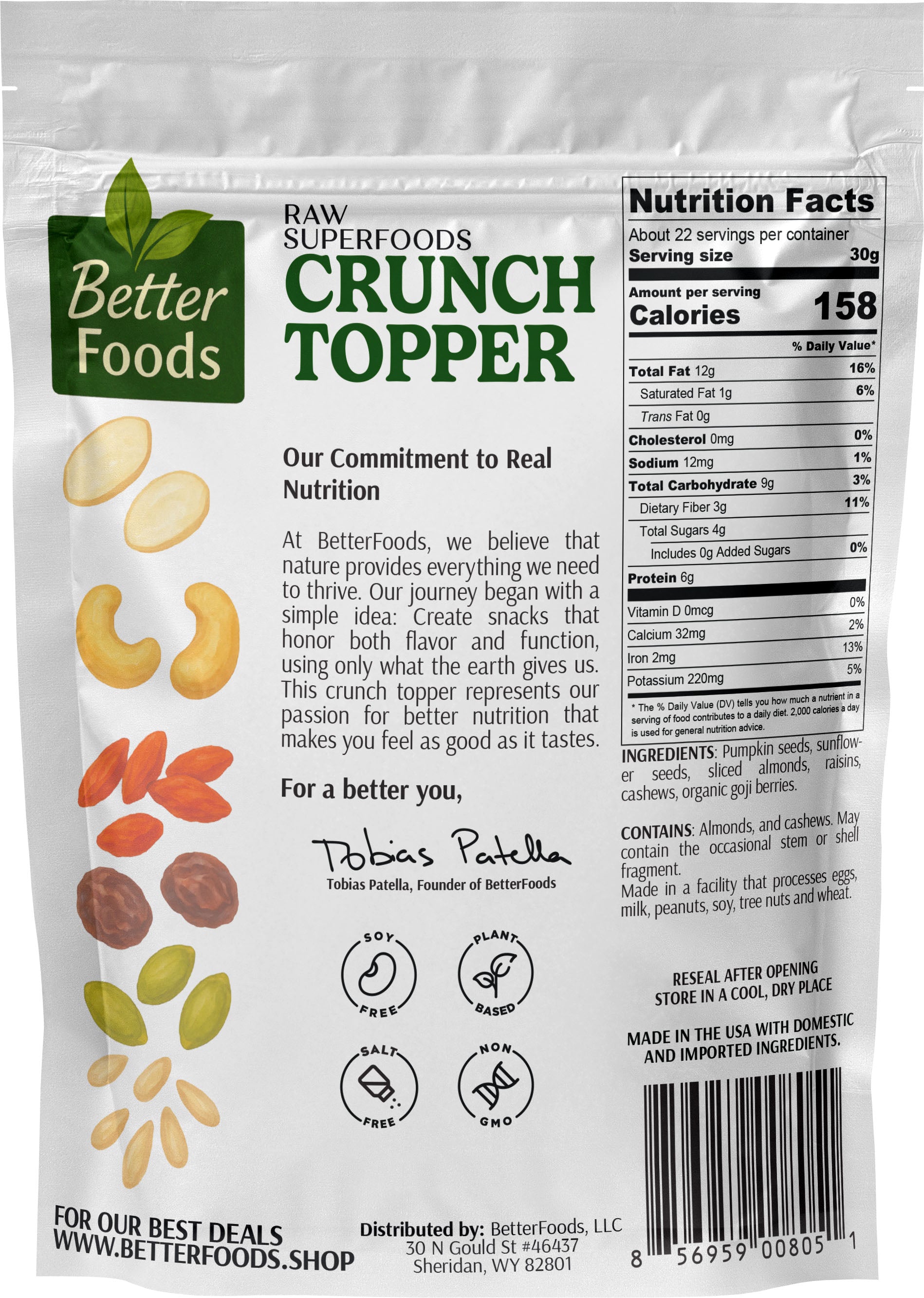 Raw Superfoods Crunch Topper - Nutritional Booster Blend BetterFoods