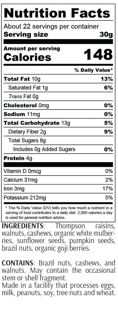 Raw Superfoods Trail Mix - The Works - Unsalted Trail Mix BetterFoods
