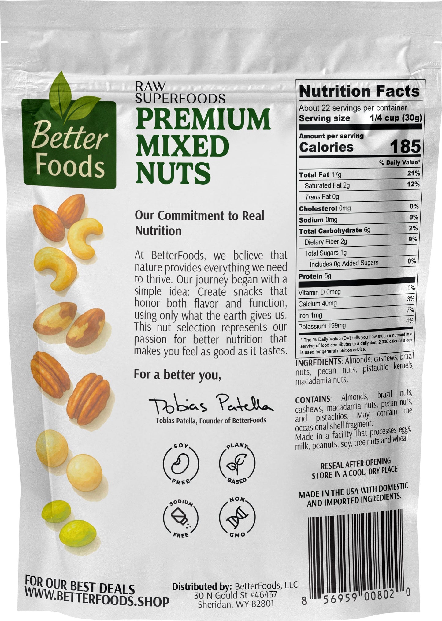 Raw Superfoods Unsalted Premium Mixed Nuts BetterFoods